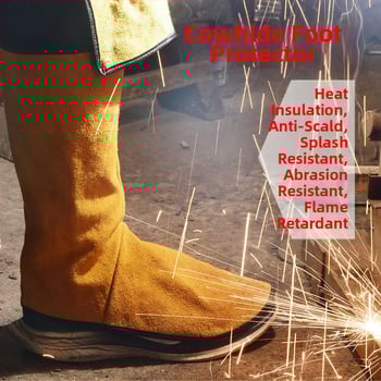 Προστατευτικά πόδια για συγκόλληση, δύο στρώσεων βοδινού δέρματος, θερμομόνωση, ανθεκτικά σε πιτσιλίσματα και φλόγες