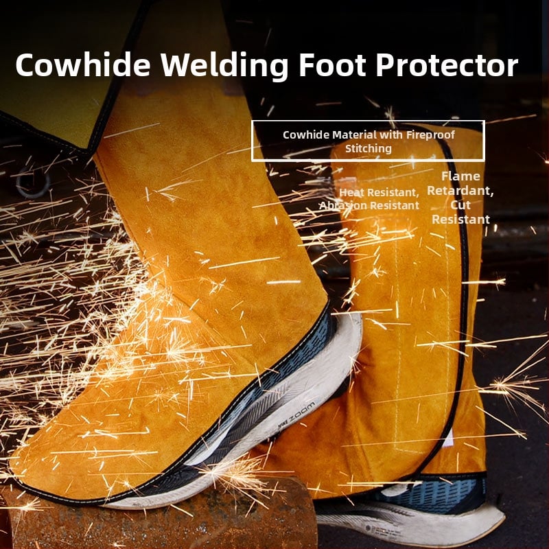 Προστατευτικά πόδια για συγκόλληση, δύο στρώσεων βοδινού δέρματος, θερμομόνωση, ανθεκτικά σε πιτσιλίσματα και φλόγες