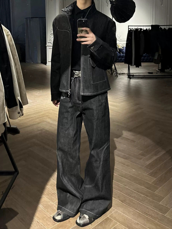 Muške traperice od pamuka, ravne kroje, srednji pojas, zip zatvarač, lagani denim, 75% pamuka