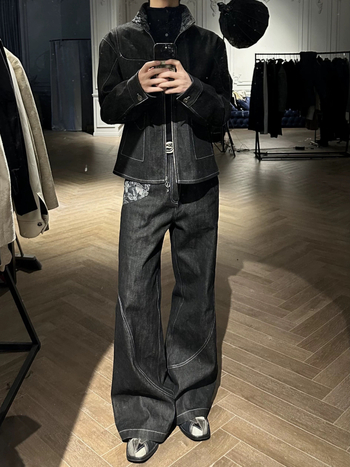 Muške traperice od pamuka, ravne kroje, srednji pojas, zip zatvarač, lagani denim, 75% pamuka