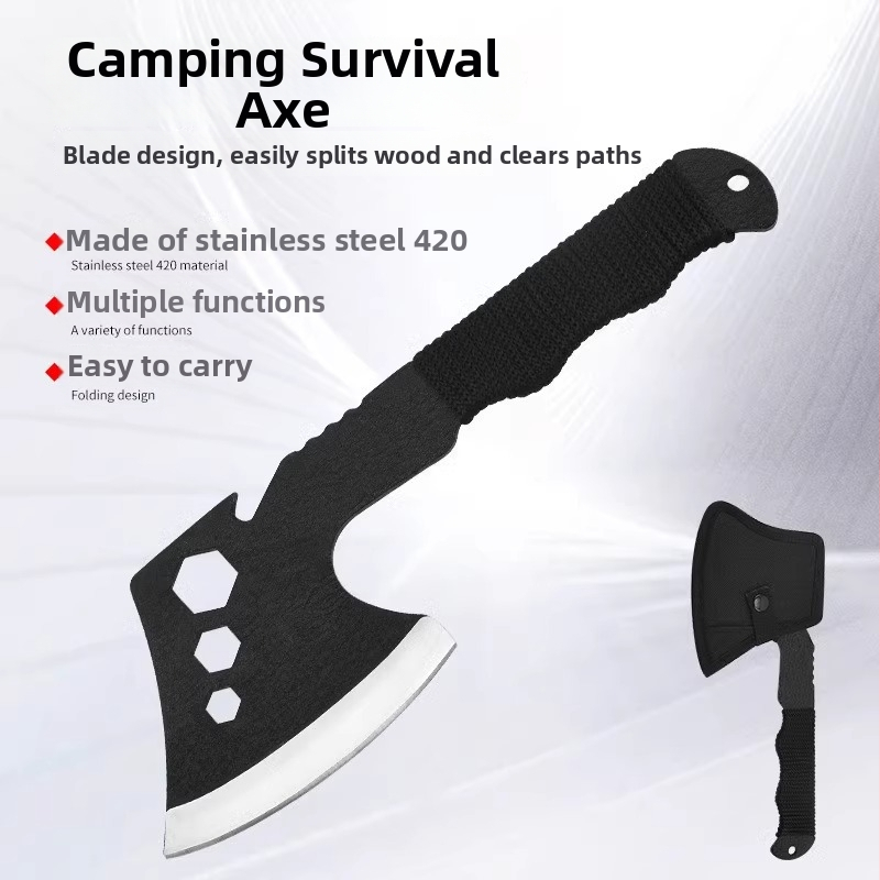 Višenamjenska sjekira za preživljavanje — ručna, s opcijom noža i pile, taktički kamperski alat