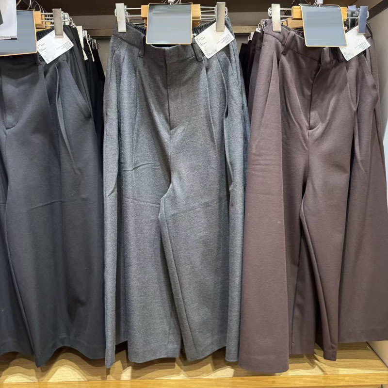 Ženske plisirane culotte hlače s visokim strukom, ravni kroje, široke udobne hlače, 2025 stil (479698)