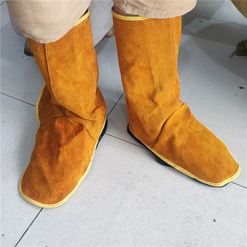 Καλύμματα προστασίας παπουτσιών συγκόλλησης, δέρμα βοδιού με φλίς, παχύτερη μόνωση κατά της καύσης, προστασία ποδιού και κνήμης κατά την ηλεκτροσυγκόλληση