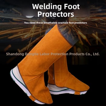 Διπλού στρώματος δερμάτινο προστατευτικό κάλυμμα ποδιού για συγκόλληση με προστασία από σπινθήρες