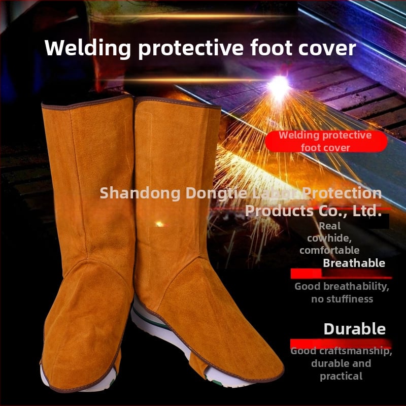 Διπλού στρώματος δερμάτινο προστατευτικό κάλυμμα ποδιού για συγκόλληση με προστασία από σπινθήρες