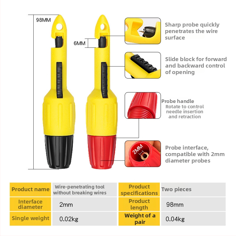 Musen Hall automobilová skúšobná sonda na prepichovanie izolovaných vodičov, testovacia ihla pre multimeter, opravný nástroj