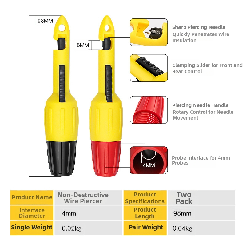 Musen Hall automobilová skúšobná sonda na prepichovanie izolovaných vodičov, testovacia ihla pre multimeter, opravný nástroj
