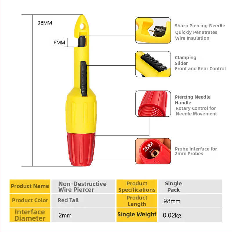 Musen Hall automobilová skúšobná sonda na prepichovanie izolovaných vodičov, testovacia ihla pre multimeter, opravný nástroj