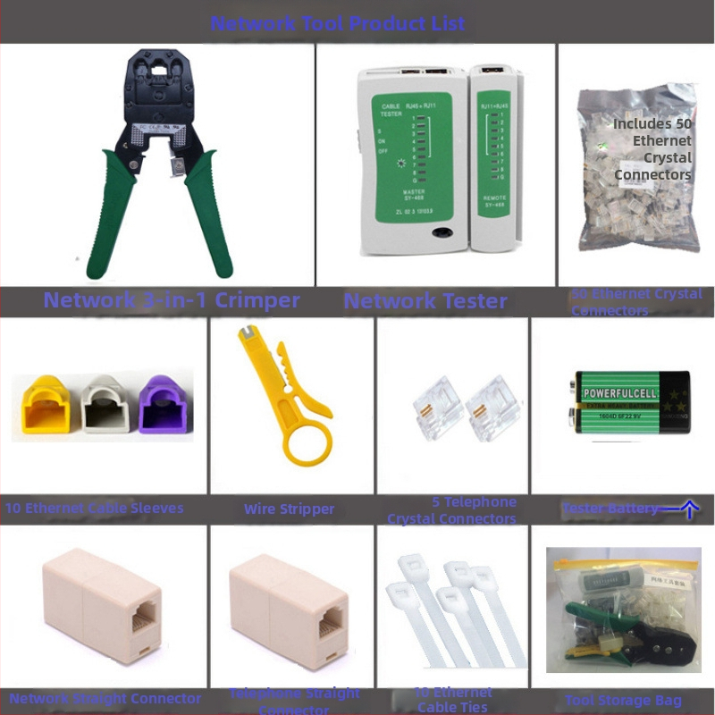 Set alata za testiranje i lisanje mrežnih kablova — vodootporan, od posebnog čelika, za mrežne inženjere i kućnu upotrebu