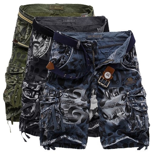 Muške radne šorceve s višedžepnim dizajnom, korejski stil, udoban kroj, pamuk, maskirni uzorak