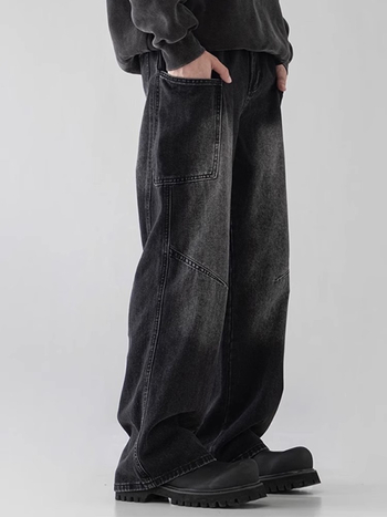Muške traperice – ravnog kroja, srednji porast, pamuk denim, zatvarač, pran izgled