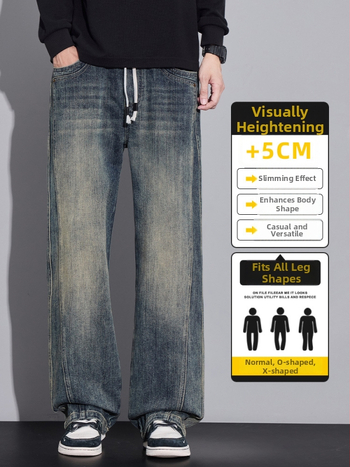 Muške traperice ravnog kroja, vintage stil, pamuk denim s blagom elastanošću, srednji struk, zip zatvaranje, jesen 2025