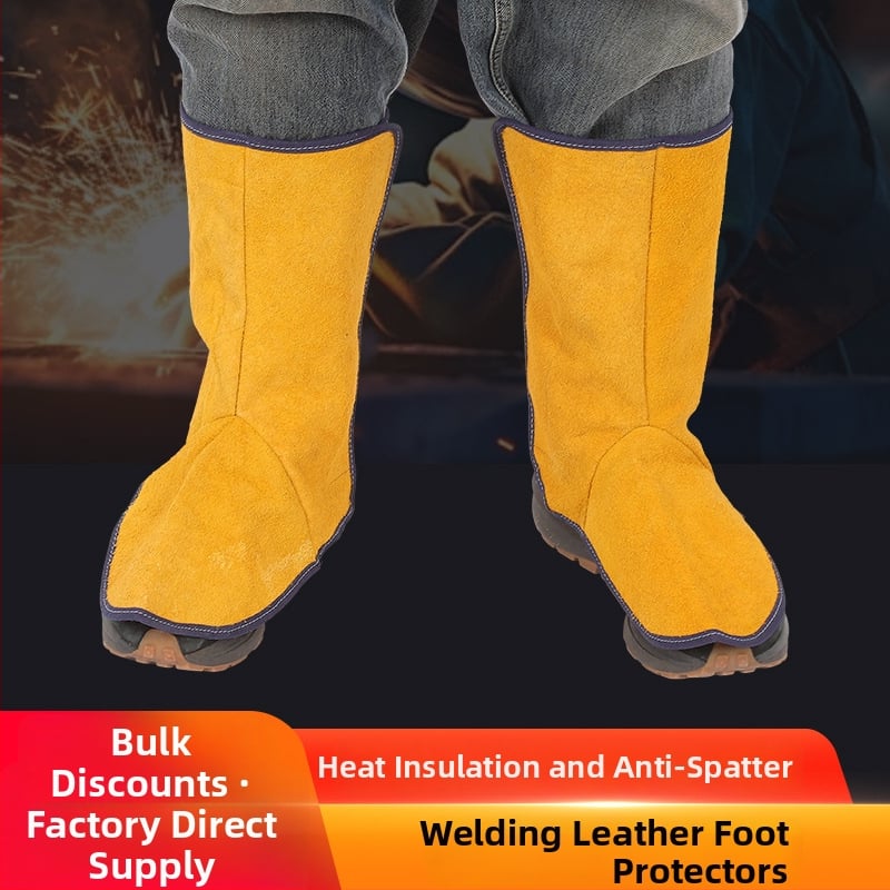 Δερμάτινα προστατευτικά ποδιών για συγκόλληση, ανθεκτικά στις πιτσιλιές, φλογοανθεκτικά, ανθεκτικά στη φθορά, θερμομονωτικά