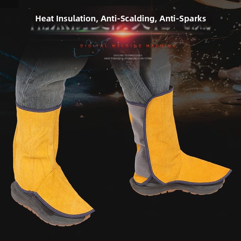 Δερμάτινα προστατευτικά ποδιών για συγκόλληση, ανθεκτικά στις πιτσιλιές, φλογοανθεκτικά, ανθεκτικά στη φθορά, θερμομονωτικά