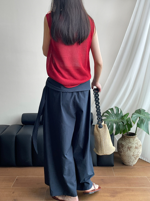 Ženske casual hlače, slobodan kroj ravnog kroja, srednji pojas, tanko platno, japansko-korejski ležerni stil