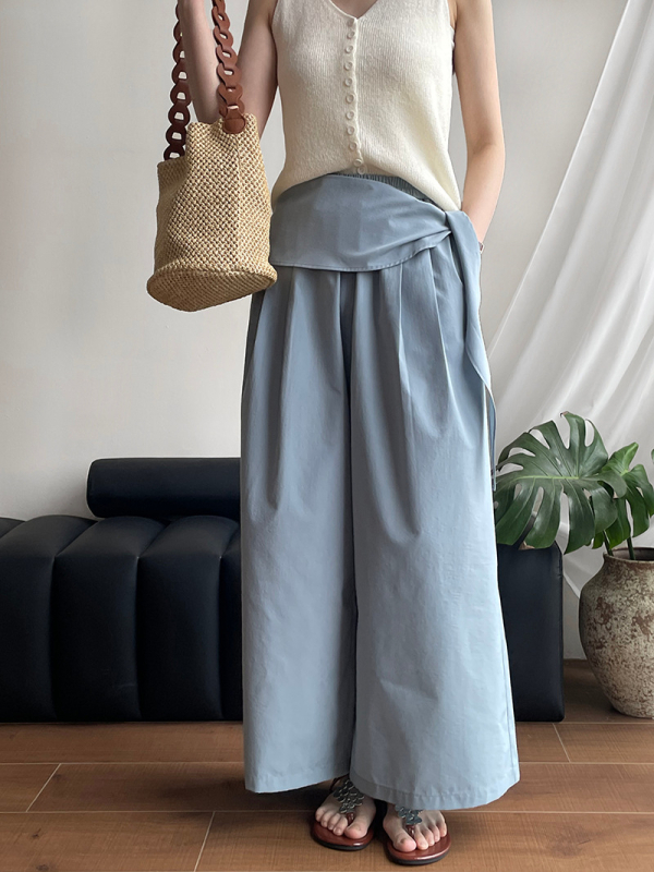 Ženske casual hlače, slobodan kroj ravnog kroja, srednji pojas, tanko platno, japansko-korejski ležerni stil