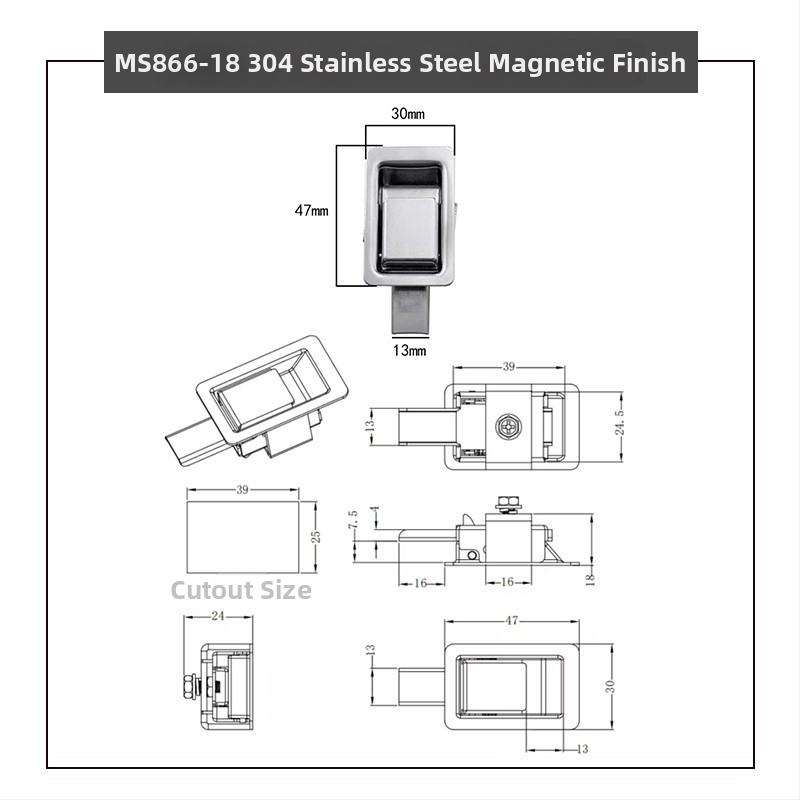 Sea tan MS866-18 Plošný zámok pre skriňu, vysúvací teleskopický zámok pre zabudovanú súpravu náradia, panel z nehrdzavejúcej ocele 304, vhodný pre skrine a kancelárske skrinky, Nový čínsky štýl