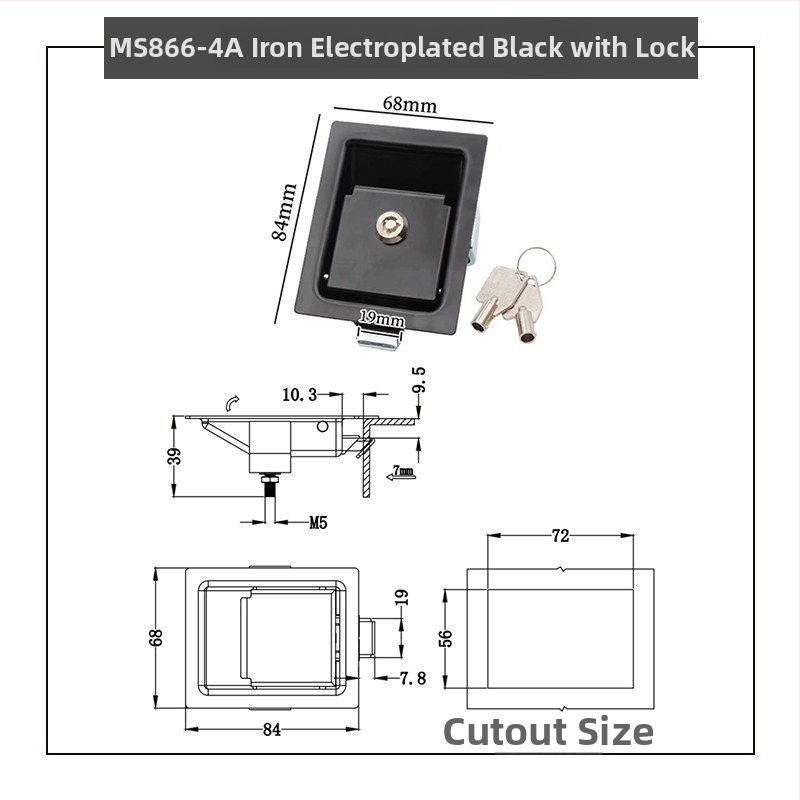 Sea tan MS866-18 Plošný zámok pre skriňu, vysúvací teleskopický zámok pre zabudovanú súpravu náradia, panel z nehrdzavejúcej ocele 304, vhodný pre skrine a kancelárske skrinky, Nový čínsky štýl