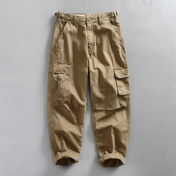 Muške cargo casual hlače, japanskog stila radno odijevanje, uski kroj, srednji struk, 100% pamuk, prozračan