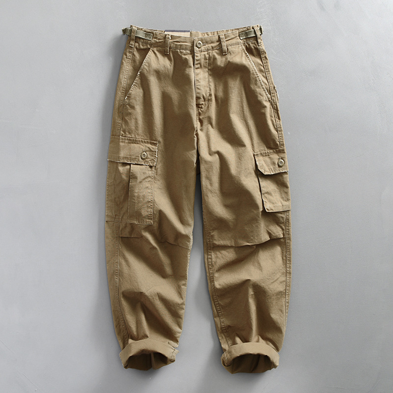 Muške cargo casual hlače, japanskog stila radno odijevanje, uski kroj, srednji struk, 100% pamuk, prozračan
