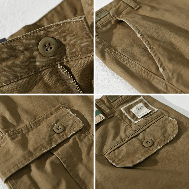 Muške cargo casual hlače, japanskog stila radno odijevanje, uski kroj, srednji struk, 100% pamuk, prozračan