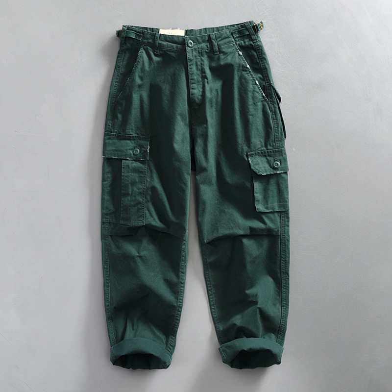 Muške cargo casual hlače, japanskog stila radno odijevanje, uski kroj, srednji struk, 100% pamuk, prozračan