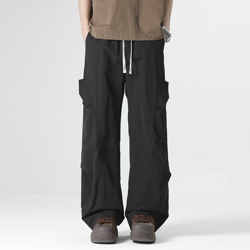 Nyári könnyű munkanadrág – egyenes szabású, középmagas derék, övvel, gyorsan száradó rugalmas szövet