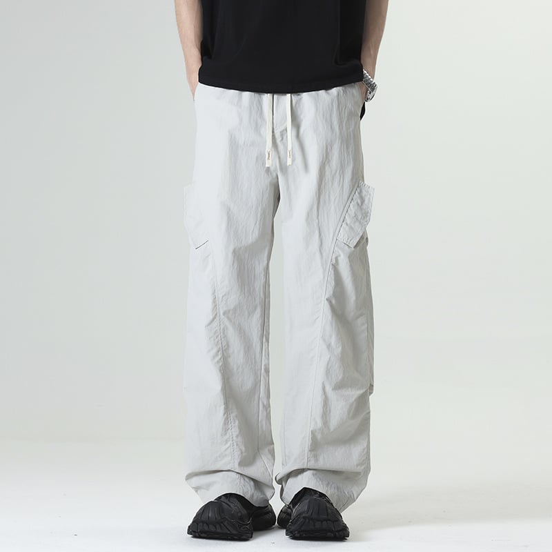 Nyári könnyű munkanadrág – egyenes szabású, középmagas derék, övvel, gyorsan száradó rugalmas szövet