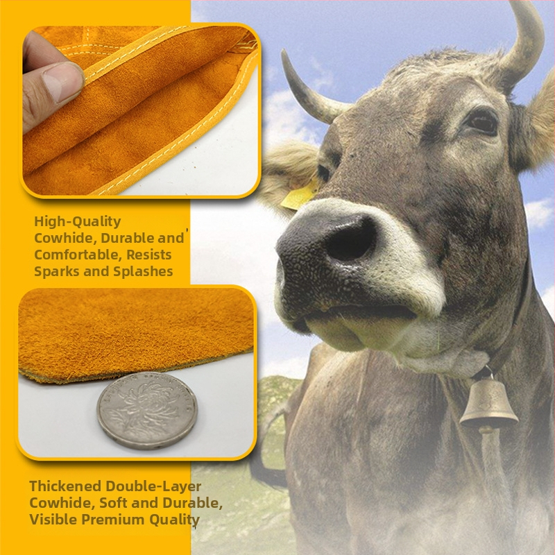 Προστασία ποδιού συγκολλητή από δέρμα αγελάδας — διπλό στρώμα, επαναχρησιμοποιούμενο, προστασία, μάρκα Huayi, προέλευση Λίνyi