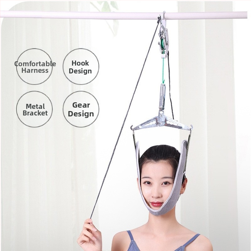 Nyaki trakciós készülék – kampós típusú nyaki rögzítő öv felnőtteknek; Márka Good helper; Anyag: poliészter; Alkalmazás: egészségügyi masszázs; Kategória: nyaki trakciós készülék