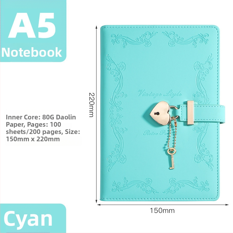 Poklon-set bilježnica s bravom, teksturirana PU korica, ljepilo uvez, 180 stranica, veličina 218×150 mm