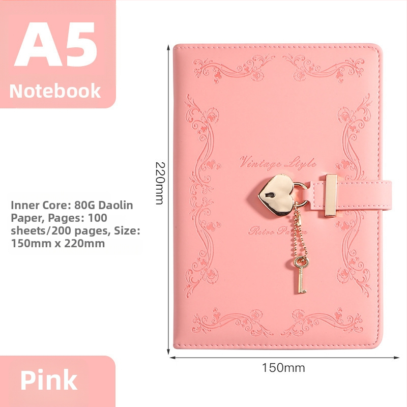 Poklon-set bilježnica s bravom, teksturirana PU korica, ljepilo uvez, 180 stranica, veličina 218×150 mm