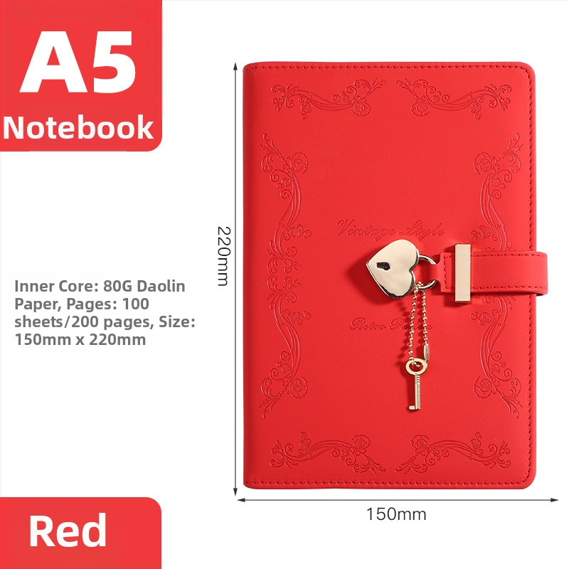 Poklon-set bilježnica s bravom, teksturirana PU korica, ljepilo uvez, 180 stranica, veličina 218×150 mm