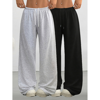 Casual παντελόνια με χαλαρή γραμμή, ιαπωνοκορεάτικο στυλ ανάπαυσης, πολυεστέρας 95%+, ελαστική μέση