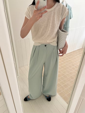 Καθημερινά παντελόνια φαρδιάς γραμμής με ψηλή μέση, χαλαρή εφαρμογή, ύφασμα από μίγμα ινών, λεπτή υφή, καλοκαίρι 2025, ιαπωνο-κορεατικό στυλ χαλάρωσης