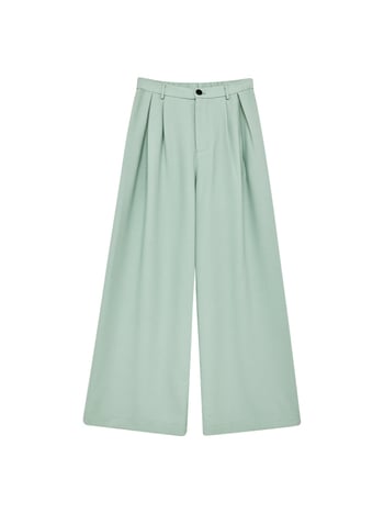 Καθημερινά παντελόνια φαρδιάς γραμμής με ψηλή μέση, χαλαρή εφαρμογή, ύφασμα από μίγμα ινών, λεπτή υφή, καλοκαίρι 2025, ιαπωνο-κορεατικό στυλ χαλάρωσης