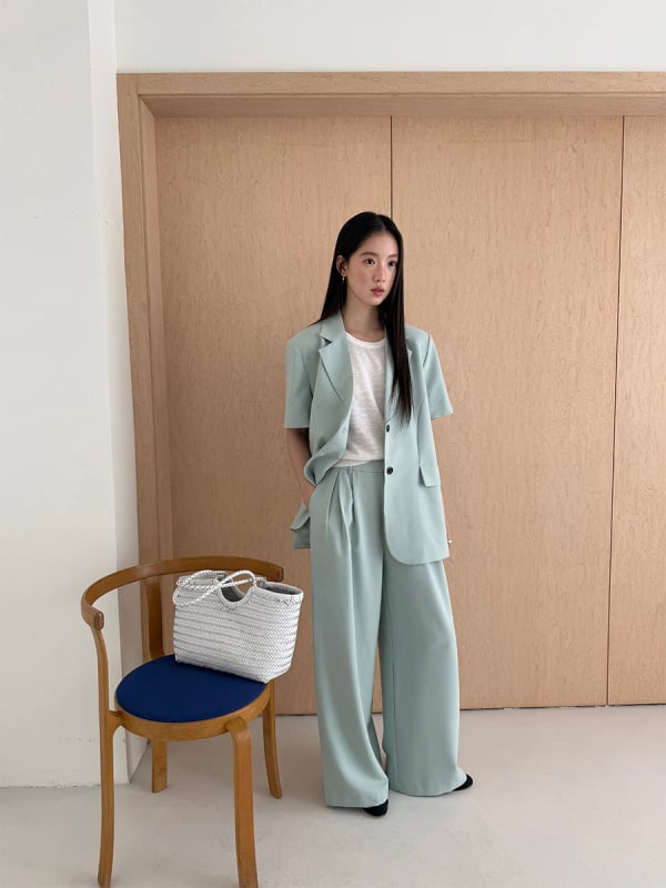 Καθημερινά παντελόνια φαρδιάς γραμμής με ψηλή μέση, χαλαρή εφαρμογή, ύφασμα από μίγμα ινών, λεπτή υφή, καλοκαίρι 2025, ιαπωνο-κορεατικό στυλ χαλάρωσης