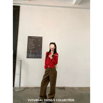 Γυναικεία παντελόνια casual Chenille με Spandex, ίσιο κόψιμο, μήκος 3/4, άνοιξη 2024