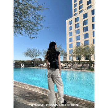 Γυναικεία παντελόνια casual Chenille με Spandex, ίσιο κόψιμο, μήκος 3/4, άνοιξη 2024