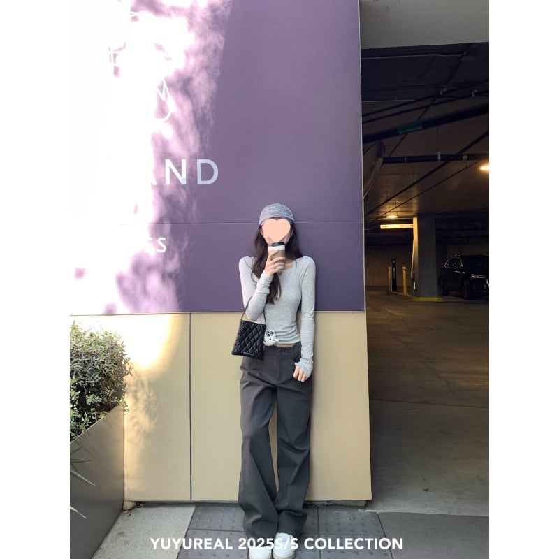 Γυναικεία παντελόνια casual Chenille με Spandex, ίσιο κόψιμο, μήκος 3/4, άνοιξη 2024