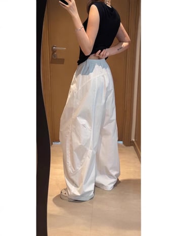 Sugarclawcat γυναικεία καθημερινά παντελόνια, ψηλή μέση, φαρδιά γραμμή balloon, ημιελαστική μέση, βαμβάκι-νάιλον 30–50%