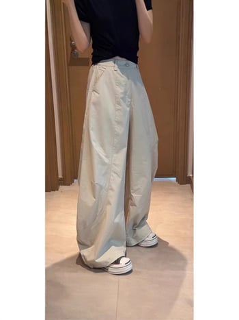 Sugarclawcat γυναικεία καθημερινά παντελόνια, ψηλή μέση, φαρδιά γραμμή balloon, ημιελαστική μέση, βαμβάκι-νάιλον 30–50%