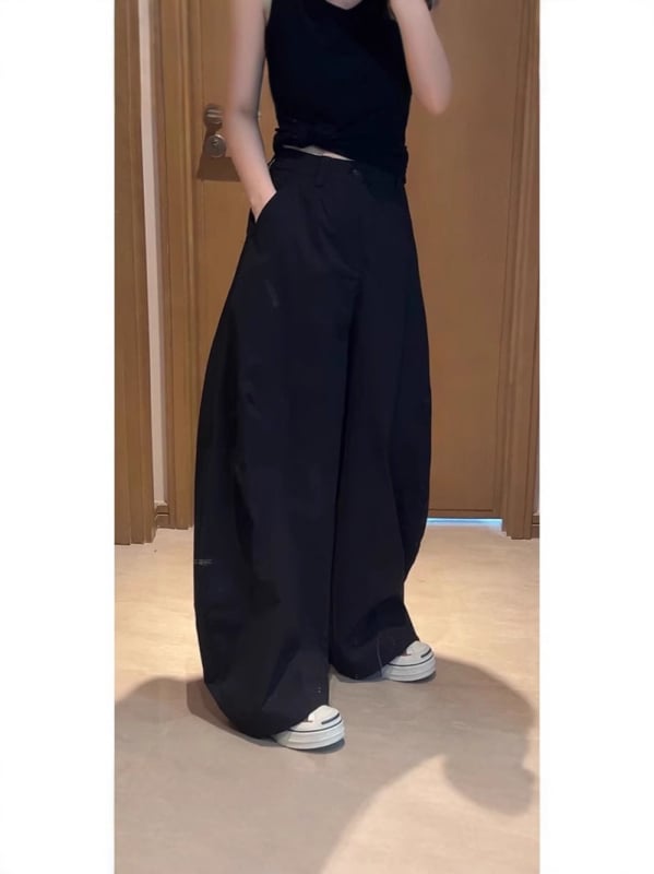 Sugarclawcat γυναικεία καθημερινά παντελόνια, ψηλή μέση, φαρδιά γραμμή balloon, ημιελαστική μέση, βαμβάκι-νάιλον 30–50%