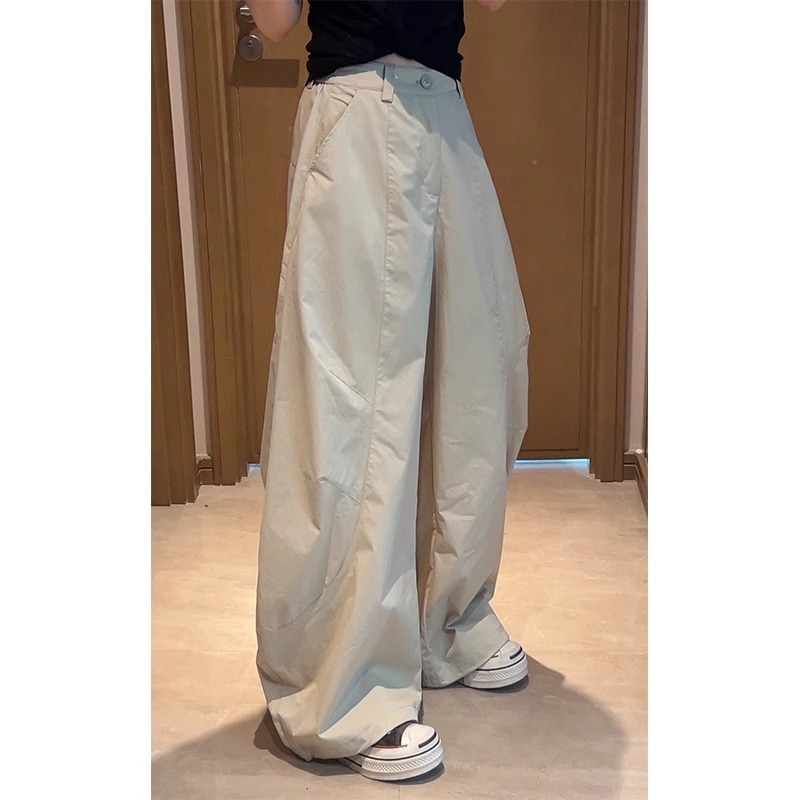 Sugarclawcat γυναικεία καθημερινά παντελόνια, ψηλή μέση, φαρδιά γραμμή balloon, ημιελαστική μέση, βαμβάκι-νάιλον 30–50%