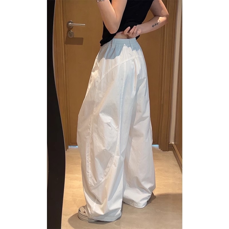 Sugarclawcat γυναικεία καθημερινά παντελόνια, ψηλή μέση, φαρδιά γραμμή balloon, ημιελαστική μέση, βαμβάκι-νάιλον 30–50%