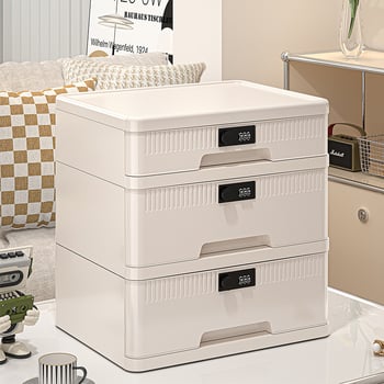 Zárható asztali tárolóedény bizalmas dokumentumokhoz – Modell Lockbox; Anyag: PP + módosított benzén; Kapacitás: 25L