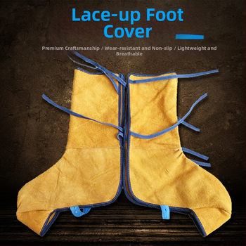 Κάλυμμα προστασίας ποδιού από δέρμα αγελάδας με κορδόνια για συγκόλληση — ανθεκτικό στη φθορά, θερμομονωτικό, προστασία γόνατος και αστραγάλου