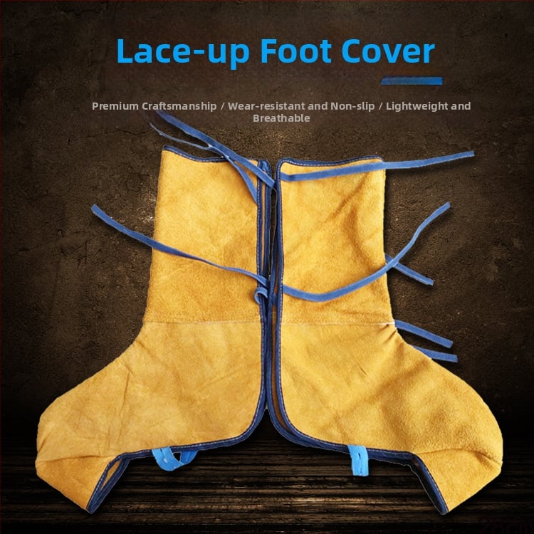 Κάλυμμα προστασίας ποδιού από δέρμα αγελάδας με κορδόνια για συγκόλληση — ανθεκτικό στη φθορά, θερμομονωτικό, προστασία γόνατος και αστραγάλου
