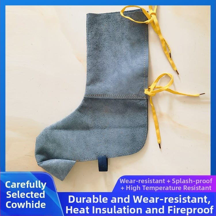 Κάλυμμα προστασίας ποδιού από δέρμα αγελάδας με κορδόνια για συγκόλληση — ανθεκτικό στη φθορά, θερμομονωτικό, προστασία γόνατος και αστραγάλου