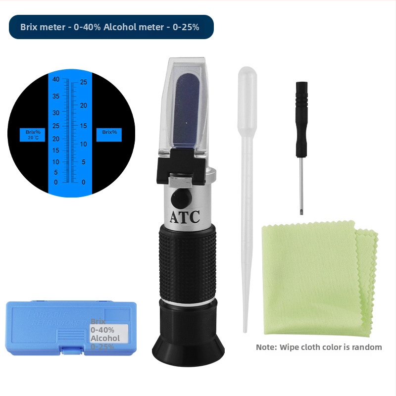 3-in-1 mérő: sótartalom, alkoholtartalom és cukortartalom; bor és sör specifikus gravitáció mérő; vizelet specifikus gravitáció detektor